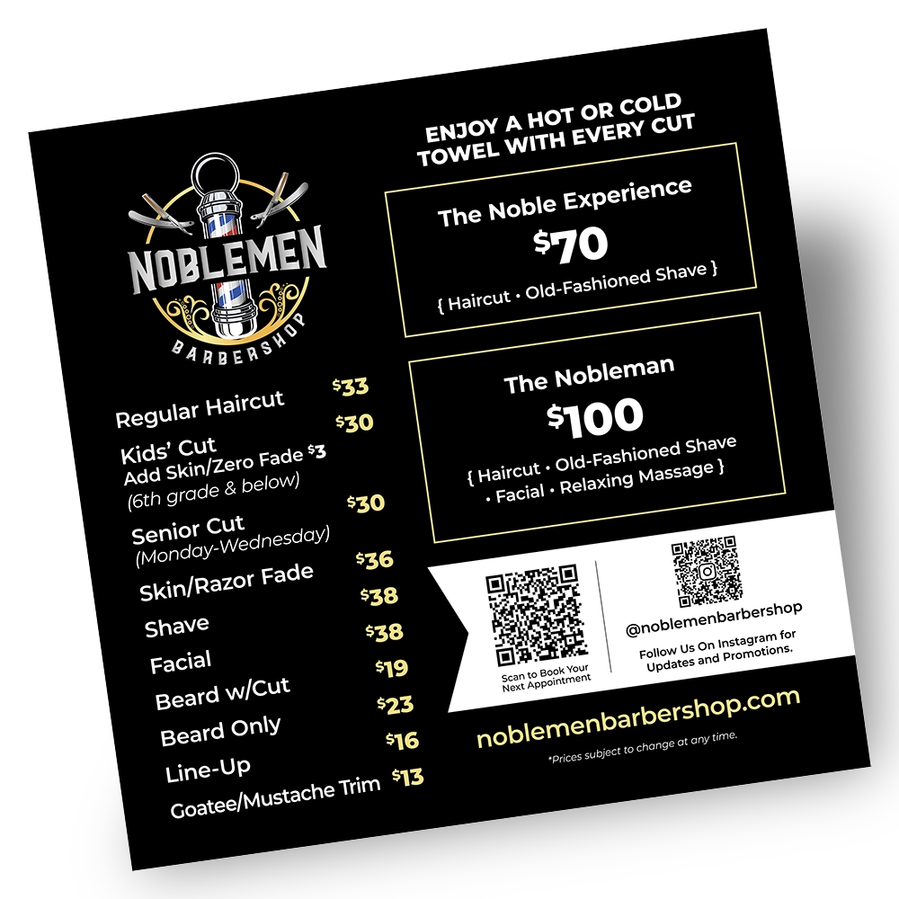 Noblemen Barbershop Price Guide_2025 Mockup